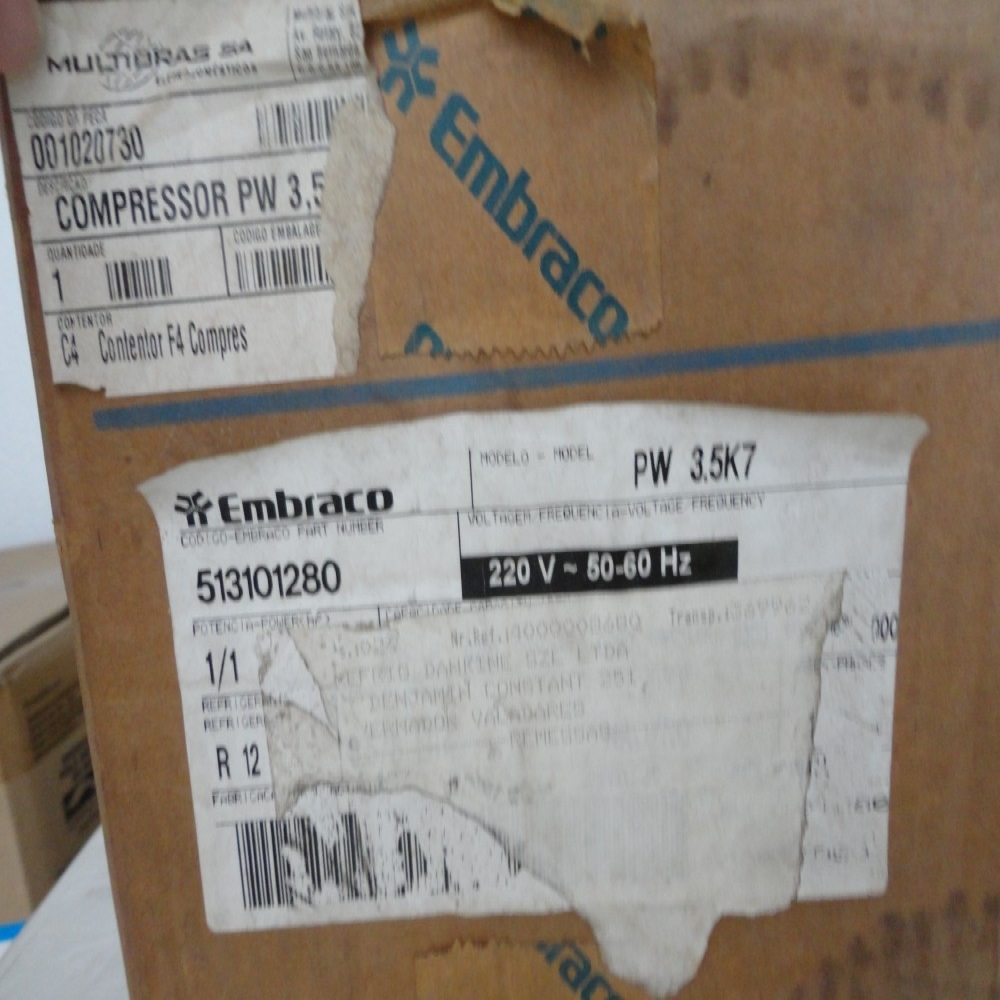 COMPRESSOR 3.5 K7 EMBRACO GÁS R12 1/10HP 220V 60Hz